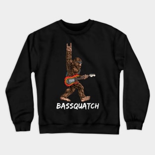 Bassquatch Bigfoot Sasquatch Playing Guitar Rocknroll Rock Crewneck Sweatshirt